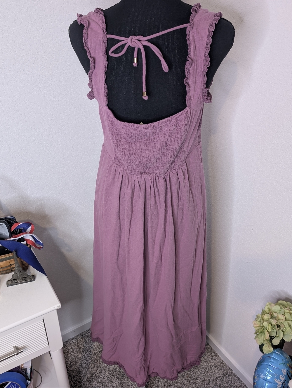 Free People Rose Pink Ruched Midi Dress - Picture 6 of 9